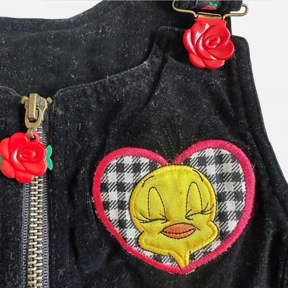 Vintage 90s Looney Tunes Tweety Bird Little Girls Jumper Dress Girls Sz 7/8